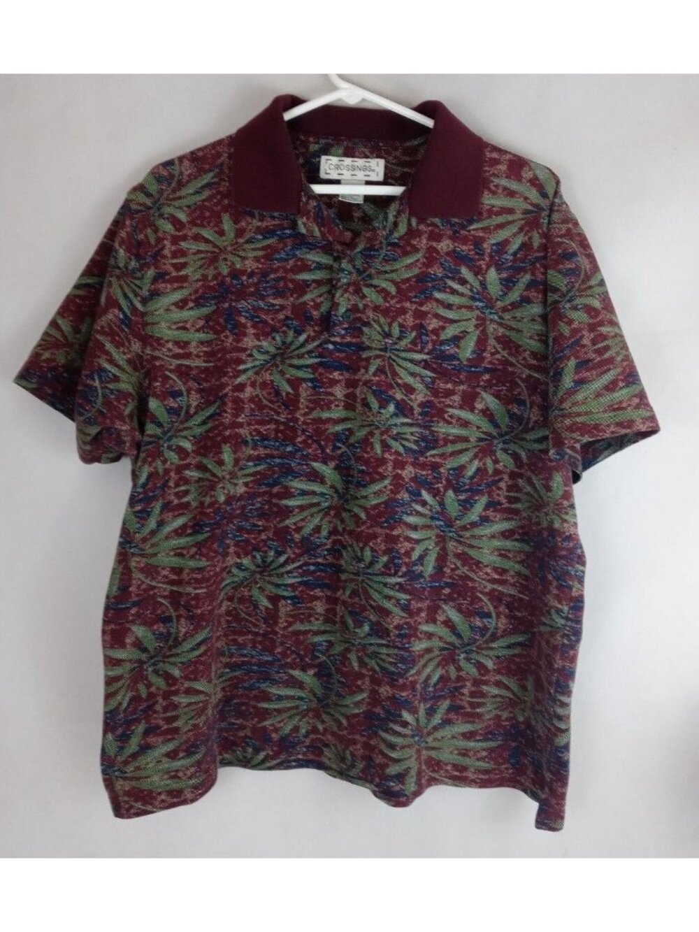 Crossings Polo Shirt With Floral Leafy Design Size Large
